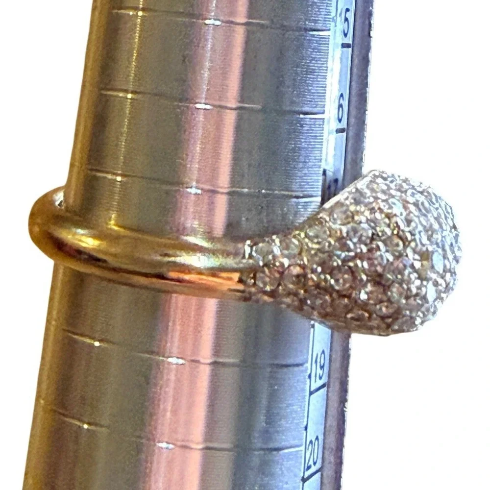 Dazzling Pave Ring Gold Tone  Dome Sparkle Cocktail Ring Size 8